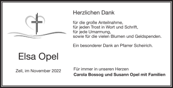 Traueranzeige von Elsa Opel von Frankenpost