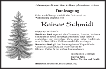 Traueranzeige von Reiner Schmidt von Südthüringer Presse