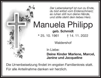Traueranzeige von Manuela Philipp von Frankenpost
