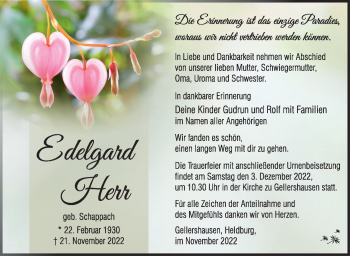 Traueranzeige von Edelgrad Herr von Südthüringer Presse