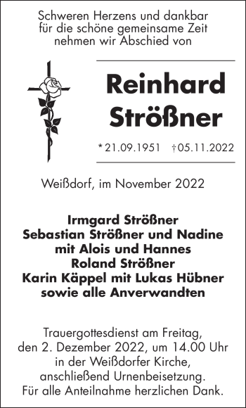 Traueranzeige von Irmgard Strößner von Frankenpost
