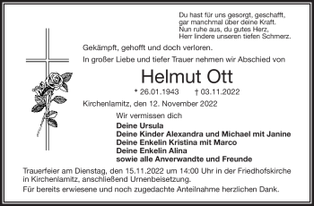 Traueranzeige von Helmut Ott von Frankenpost
