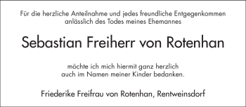 Traueranzeige von Sebastian Freiherr von Rotenhan von Neue Presse Coburg