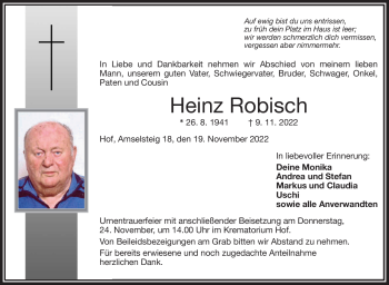 Traueranzeige von Heinz Robisch von Frankenpost