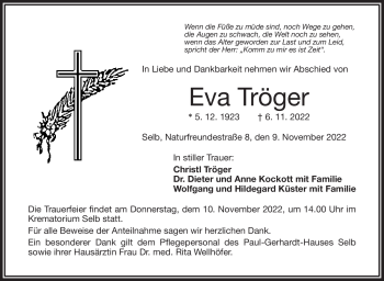 Traueranzeige von Eva Tröger von Frankenpost
