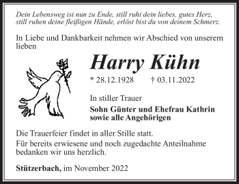 Traueranzeige von Harry Kühn von Südthüringer Presse