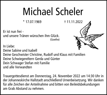 Traueranzeige von Michael Scheler von Neue Presse Coburg