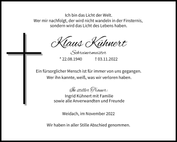 Traueranzeige von Klaus Kühnert von Neue Presse Coburg