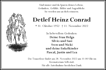 Traueranzeige von Detlef Heinz Conrad von Frankenpost
