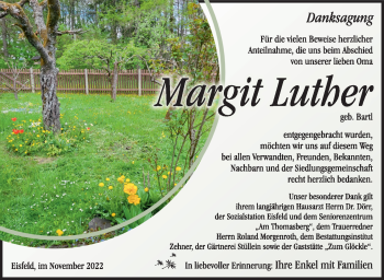 Traueranzeige von Margit Luther von Südthüringer Presse