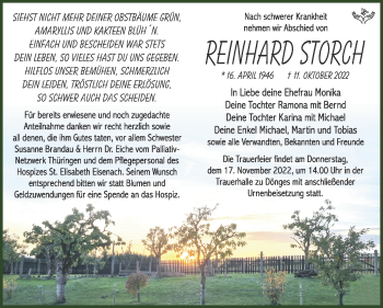Traueranzeige von Reinhard Storch von Südthüringer Presse