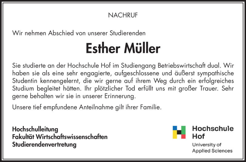  Traueranzeige für Esther Müller vom 25.11.2022 aus Neue Presse Coburg