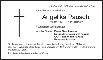 Traueranzeige von Angelika Pausch von Frankenpost