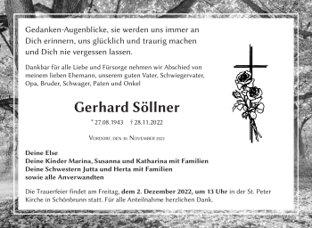 Traueranzeige von Gerhard Söllner von Frankenpost