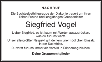 Traueranzeige von Siefried Voge von Frankenpost