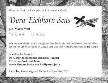 Traueranzeige von Dora Eichhorn-Sens von Südthüringer Presse