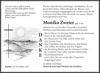 Traueranzeige von Monika Zweier von Südthüringer Presse