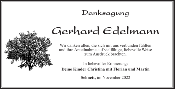 Traueranzeige von Gerhard Edelmann von Südthüringer Presse