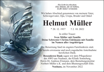 Traueranzeige von Helmut Müller von Südthüringer Presse