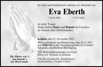 Traueranzeige von Eva Eberth von Neue Presse Coburg