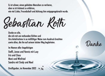 Traueranzeige von Sebastian Roth von Südthüringer Presse