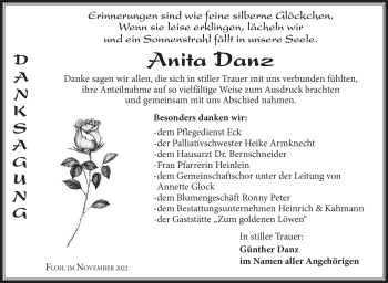 Traueranzeige von Anita Danz von Südthüringer Presse