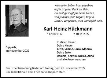 Traueranzeige von Karl-Heinz Hückmann von Neue Presse Coburg