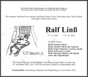 Traueranzeige von Ralf Linß von Südthüringer Presse