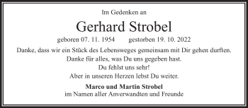 Traueranzeige von Gerhard Strobel von Frankenpost