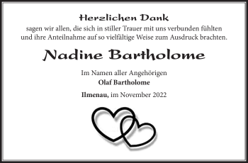 Traueranzeige von Nadine Bartholome von Südthüringer Presse
