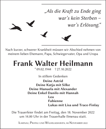 Traueranzeige von Frank Walter Heilmann von Südthüringer Presse
