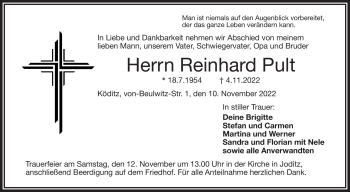 Traueranzeige von Reinhardt Pult von Frankenpost