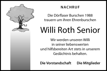 Traueranzeige von Willy Roth von Frankenpost