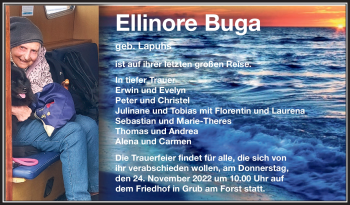 Traueranzeige von Ellinore Buga von Neue Presse Coburg