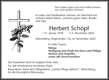 Traueranzeige von Herbert Schöpf von Frankenpost