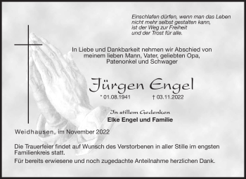 Traueranzeige von Jürgen Engel von Neue Presse Coburg