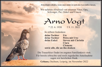 Traueranzeige von Arno Vogt von Südthüringer Presse
