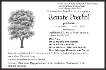 Traueranzeige von Renate Prechtl von Frankenpost