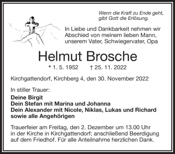 Traueranzeige von Helmut Brosche von Frankenpost