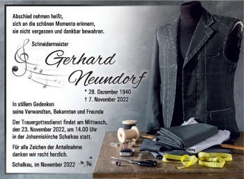 Traueranzeige von Gerhard Neundorf von Südthüringer Presse