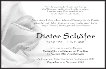 Traueranzeige von Dieter Schäfer von Südthüringer Presse