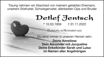 Traueranzeige von Detlef Jentsch von Frankenpost