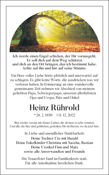 Traueranzeige von Heinz Rührold von Frankenpost