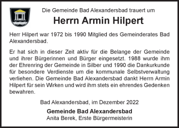 Traueranzeige von Armin Hilpert von Frankenpost