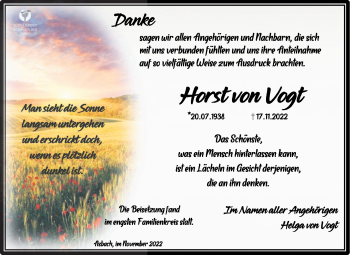 Traueranzeige von Horst von Vogt von Südthüringer Presse