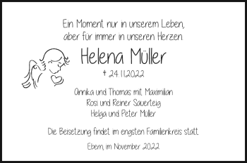 Traueranzeige von Helena Müller von Neue Presse Coburg