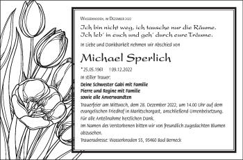 Traueranzeige von Michael Sperlich von Frankenpost