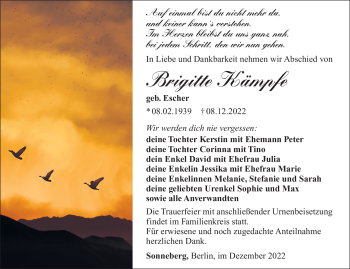 Traueranzeige von Brigitte Kämpfe von Südthüringer Presse