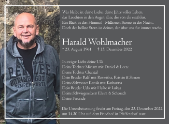 Traueranzeige von Harald Wohlmacher von Neue Presse Coburg