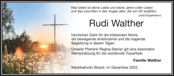Traueranzeige von Rudi Walther von Frankenpost